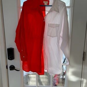 Anthropologie Maeve Red and White Polka Dot Blouse